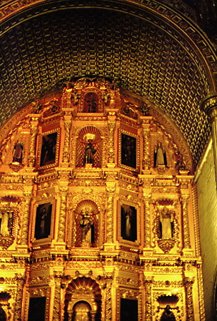 The gilded palace-like interior of church of Santo Domingo, Oaxaca. Mexico.