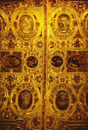 Ornamented ceiling of church of Santo Domingo, Oaxaca. Mexico.