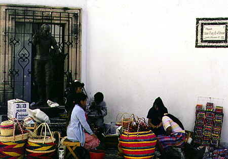 Artisans sell their woven baskets in Taxco. Mexico.