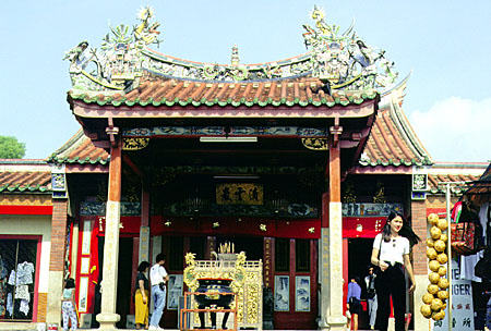 Snake temple on Penang island where deadly green tree snakes roam free. Malaysia.