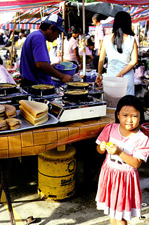Freshly cooked goods at market in Kota Belud. Malaysia.