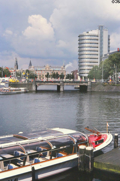 Openhaven to the left of Amsterdam Centraal Station. Amsterdam, Netherlands.