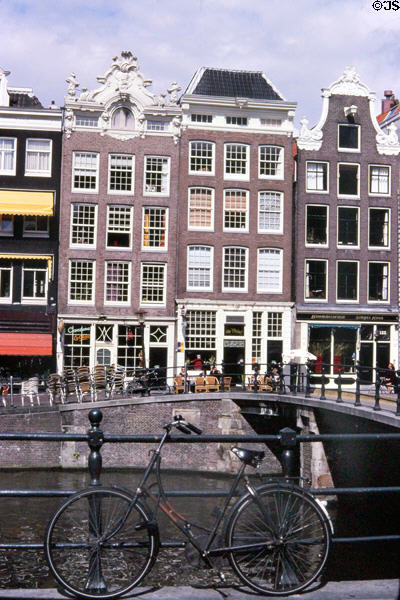 Houses on Prinsengracht Canal. Amsterdam, Netherlands.