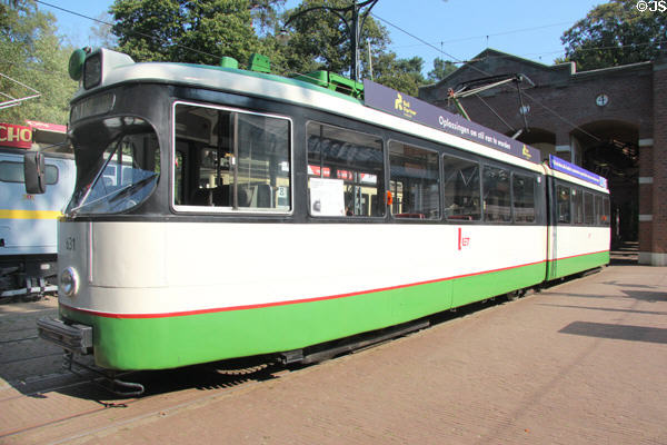 Modern electric powered tram 631 at Arnhem Openlucht Museum. Arnhem, Netherlands.