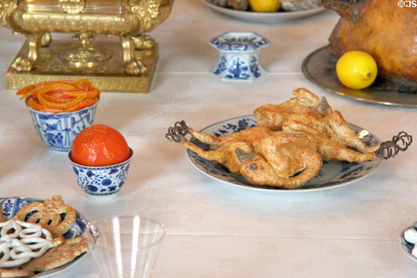 Poultry offering on dining table in New Dining Room. Het Loo, Netherlands.