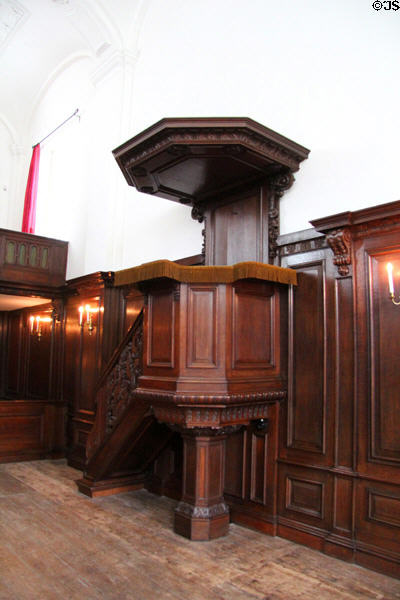 Pulpit of Royal Chapel where both Protestant and Anglican services were held to accommodate both Prince Willem & Queen Mary. Netherlands.