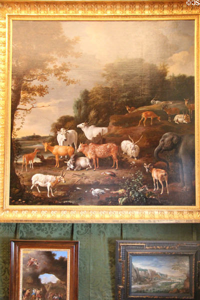 Landscape with Exotic Animals painting (c1692) by Melchior d'Hondecoeter. Het Loo, Netherlands.
