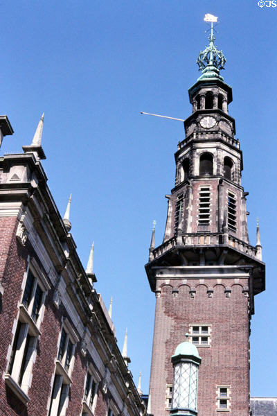 Leyden City Hall tower. Leyden, Netherlands.