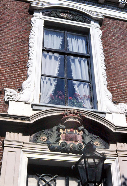 Detail of a window surround on a house. Sloten, Netherlands.
