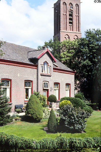 House & church in Westbroek. Westbroek, Netherlands.