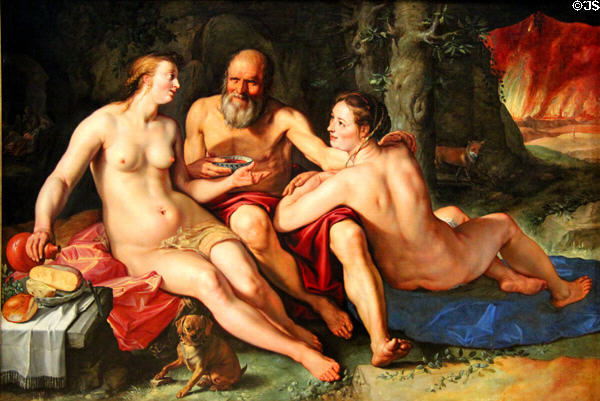 Lot & his daughter painting (1616) by Hendrick Goltzius at Rijksmuseum. Amsterdam, NL.