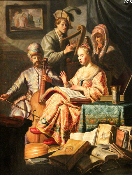 Musical Company painting (1626) by Rembrandt van Rijn at Rijksmuseum. Amsterdam, NL.