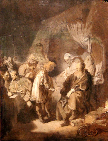 Joseph Telling his Dreams painting (c1633) by Rembrandt van Rijn at Rijksmuseum. Amsterdam, NL.