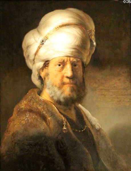 Man in Oriental Dress painting (1635) by Rembrandt van Rijn at Rijksmuseum. Amsterdam, NL.