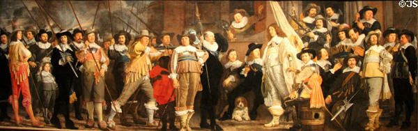 Militia Company of District VIII under Command of Captain Roelof Bicker painting (1643) by Bartholomeus van der Helst at Rijksmuseum. Amsterdam, NL.