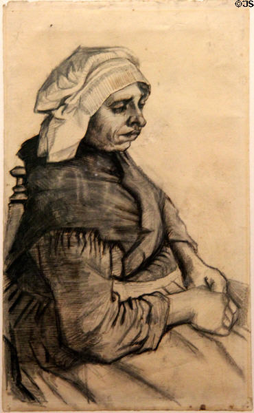 Seated woman drawing (1885) by Vincent van Gogh at Van Gogh Museum. Amsterdam, NL.