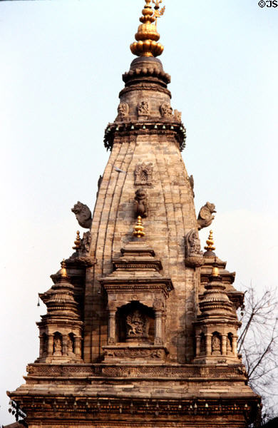Tower of Vatsala Temple in Durbar Square, Bhaktapur. Nepal.