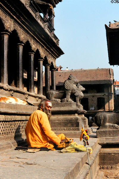 Holy man at temple in Patan (Lalitpur), Katmandu. Nepal.