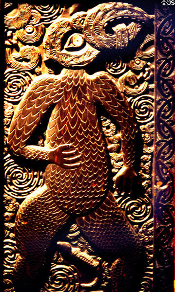 Maori carved relief from Rotorua. New Zealand.
