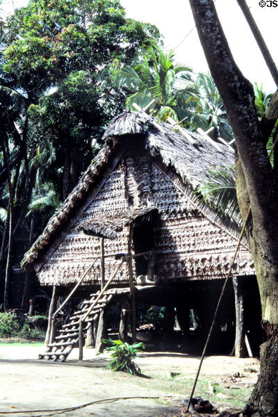 Thatched house in Tambanam. Papua New Guinea.