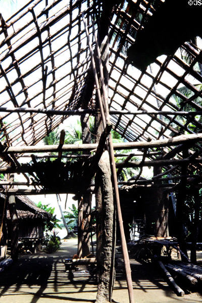 The construction of a house in Tambanam. Papua New Guinea.