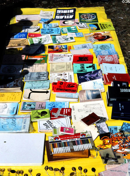 Christian books for sale in PNG highlands market. Papua New Guinea.