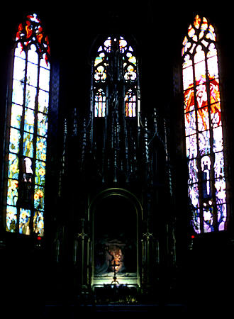 Art Nouveau stained glass by Stanislaw Wyspianski (c 1900) in Franciscan Church, Krakow. Poland.
