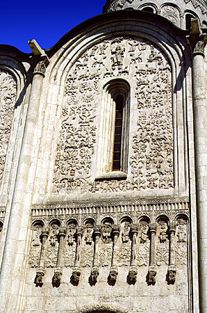 Detail of reliefs on Dmitrievsky Cathedral in Vladimir. Russia.