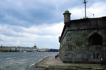 Winter Palace seen from Peter-Paul Fortress, St Petersburg. Russia.