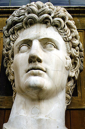 Colossal head in the Vatican Museum. Vatican City.