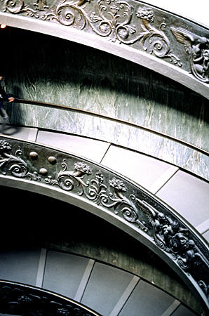 Vatican Museum entrance stairs in Rome. The stair is in the form of a double helix. Vatican City.