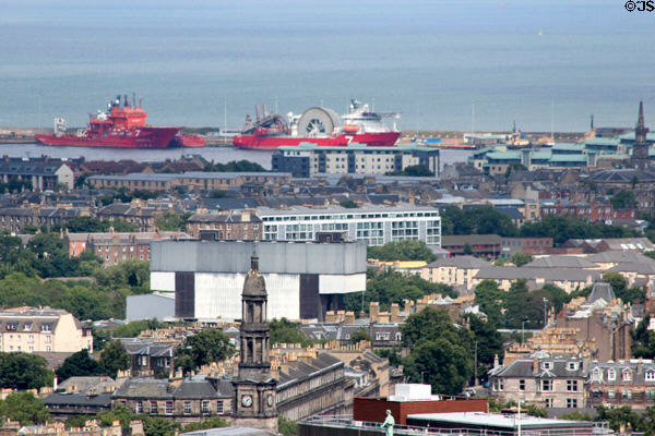 Leith Harbour seen from Edinburgh. Edinburgh, Scotland.