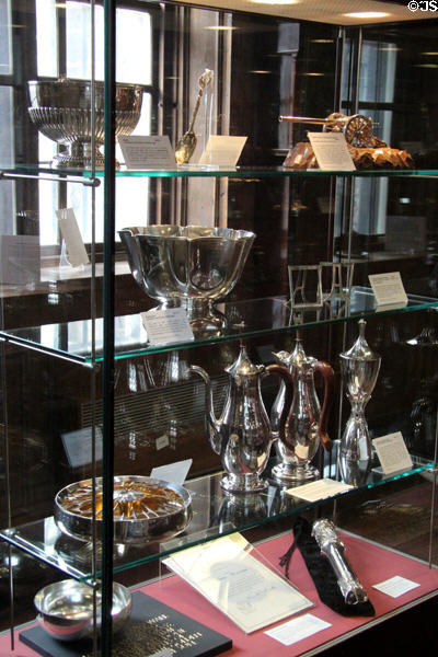 Collection of modern silver objects at Museum of Edinburgh. Edinburgh, Scotland.