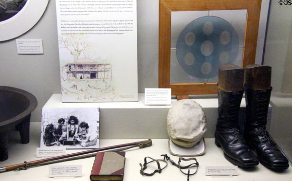 Robert Louis Stevenson's objects reflect his years in Samoa at Writers' Museum. Edinburgh, Scotland.