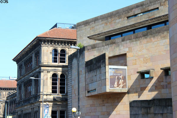 Modern extension & Victorian facades of National Museum of Scotland. Edinburgh, Scotland.