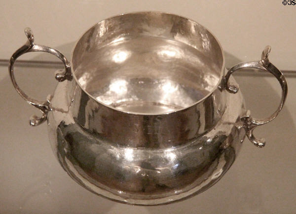 Silver porringer (1675-7) by William Law of Edinburgh at National Museum of Scotland. Edinburgh, Scotland.