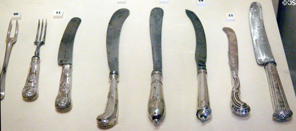 Collection of silverware (18th-19thC) by Scottish silversmiths at National Museum of Scotland. Edinburgh, Scotland.