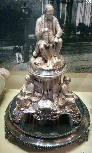 Silver centerpiece of Sir Walter Scott (1858-9) by Peter Slater & made by Walter Crichton of Edinburgh at National Museum of Scotland. Edinburgh, Scotland.