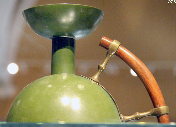 Candlestick (1883) by Christopher Dresser made by Richard Perry, Son & Co. of Wolverhampton, England at National Museum of Scotland. Edinburgh, Scotland.