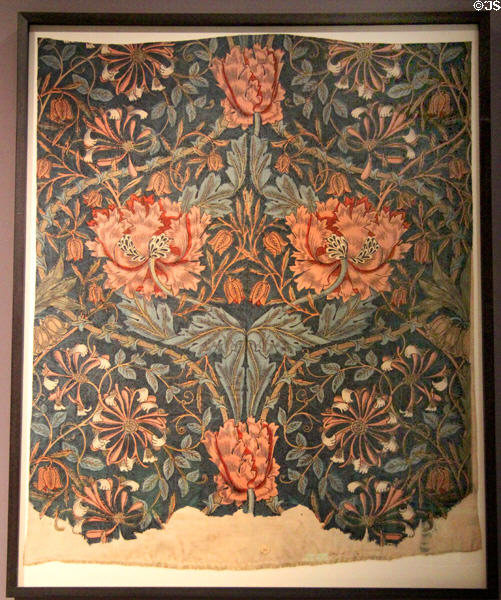 Arts & Crafts Honeysuckle textile (late 19thC) by William Morris at National Museum of Scotland. Edinburgh, Scotland.