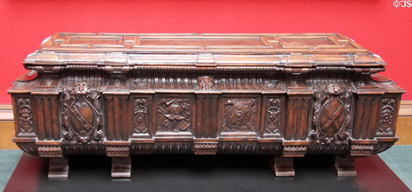 Italian cassone (marriage chest) (c1550-1600) possibly from Rome or Naples at National Gallery of Scotland. Edinburgh, Scotland.