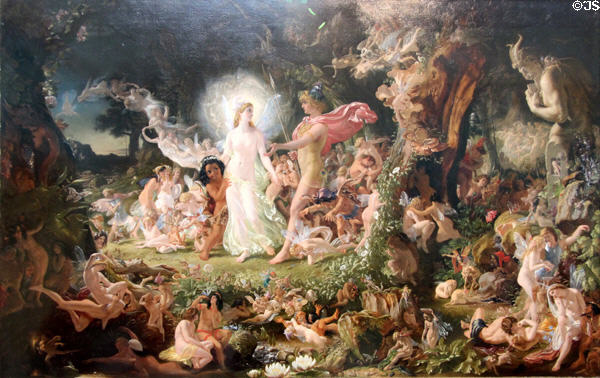 Quarrel of Oberon & Titania painting (1849-50) by Sir Joseph Noel Paton at National Gallery of Scotland. Edinburgh, Scotland.