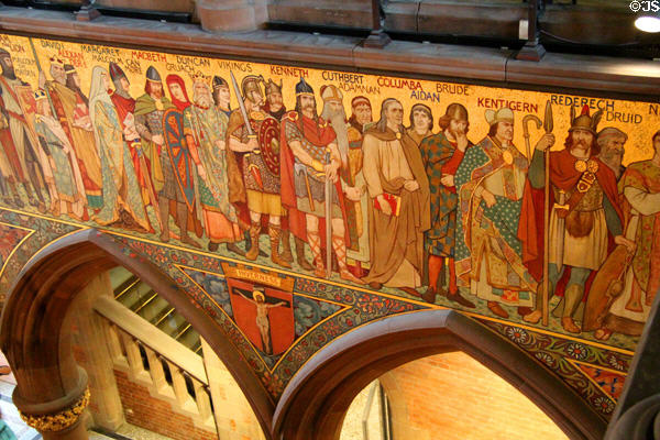 Detail of Druids through Vikings on frieze by William Hole in main hall at National Portrait Gallery of Scotland. Edinburgh, Scotland.