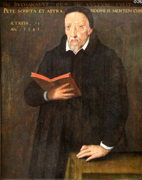 George Buchanan (1506-82) (courtier of Mary Queen of Scots) portrait (1581) attrib. Arnold Bronckorst at National Portrait Gallery of Scotland. Edinburgh, Scotland.