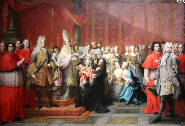 Baptism of Prince Charles Edward Stuart (Bonnie Prince Charlie) painting (1725) by Antonio David at National Portrait Gallery of Scotland. Edinburgh, Scotland.