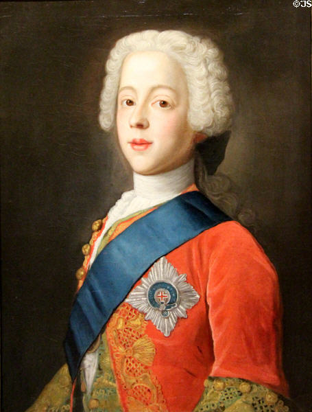 Charles Edward Stuart (Prince of Wales, Bonnie Prince Charlie) portrait (1737) after Jean-Etienne Liotard at National Portrait Gallery of Scotland. Edinburgh, Scotland.
