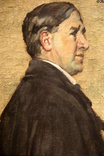 Charles Rennie Mackintosh portrait (1914) by Francis Henry Newbery, director of Renfrew St. school which Mackintosh designed (1894) at National Portrait Gallery of Scotland. Edinburgh, Scotland.