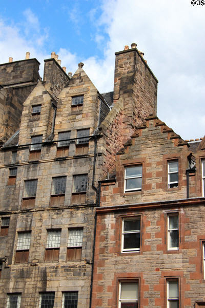 Heritage stone buildings on Royal Mile. Edinburgh, Scotland.