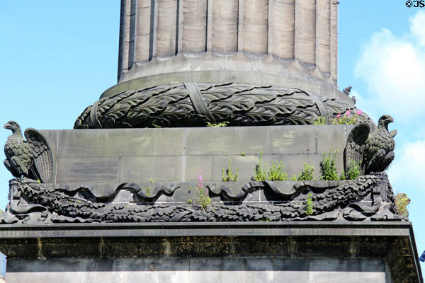 Base of Melville Monument on St Andrew Square. Edinburgh, Scotland.