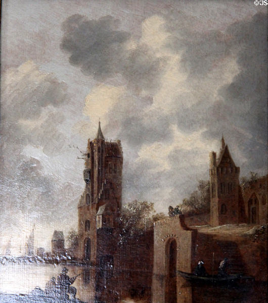 River Scene painting by Jan van Goyen at Georgian House museum. Edinburgh, Scotland.